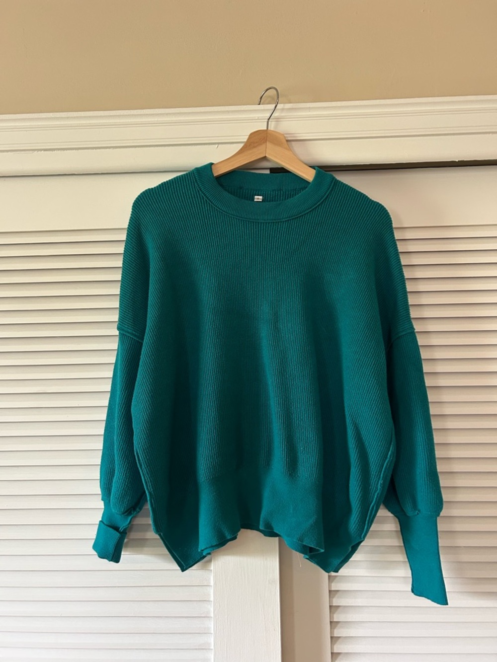 Teal Ribbed Crewneck Women's Sweater